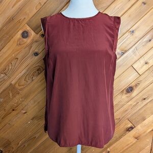 Lafayette 148 New York Silk Rich Burgundy Sleeveless Blouse Size 10P